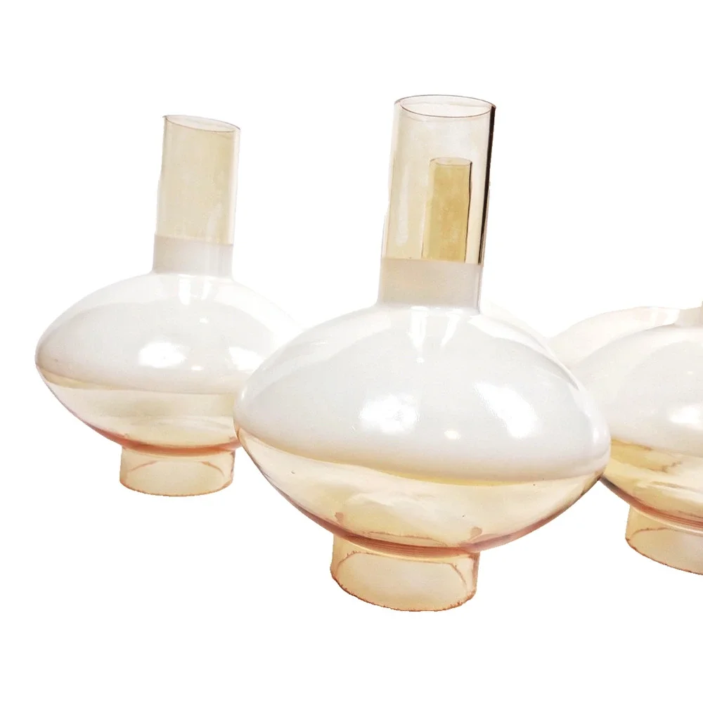 5 Vintage Peach Luster Milk Glass Chimney Globe Lamp Shades Retro Rare 3